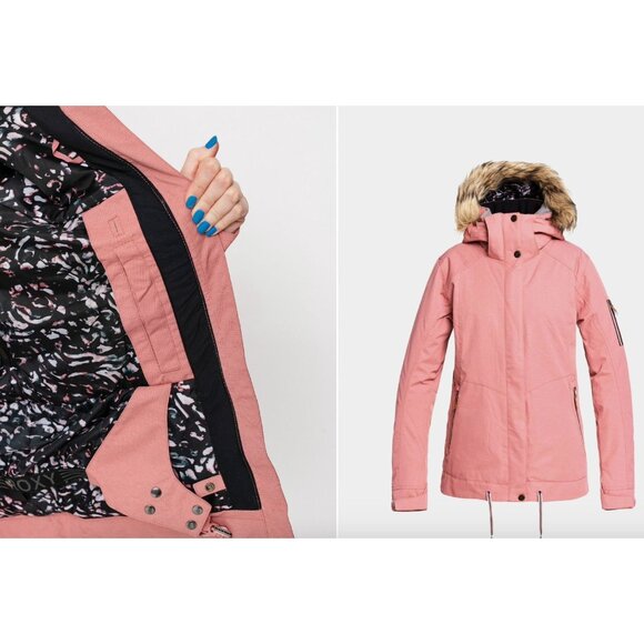 Roxy Womens DryFlight 10K Meade Dusty Rose Snowboard Jacket Sz Large Pink FA EXC - Picture 2 of 12